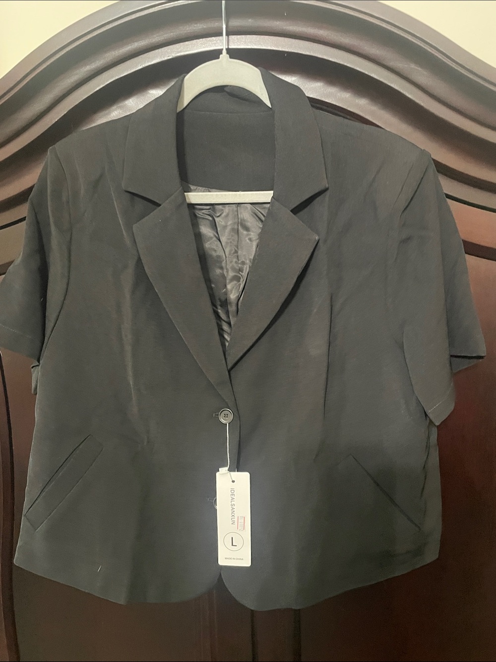 Black Short-Sleeve Women's Blazer Jacket - Unbranded